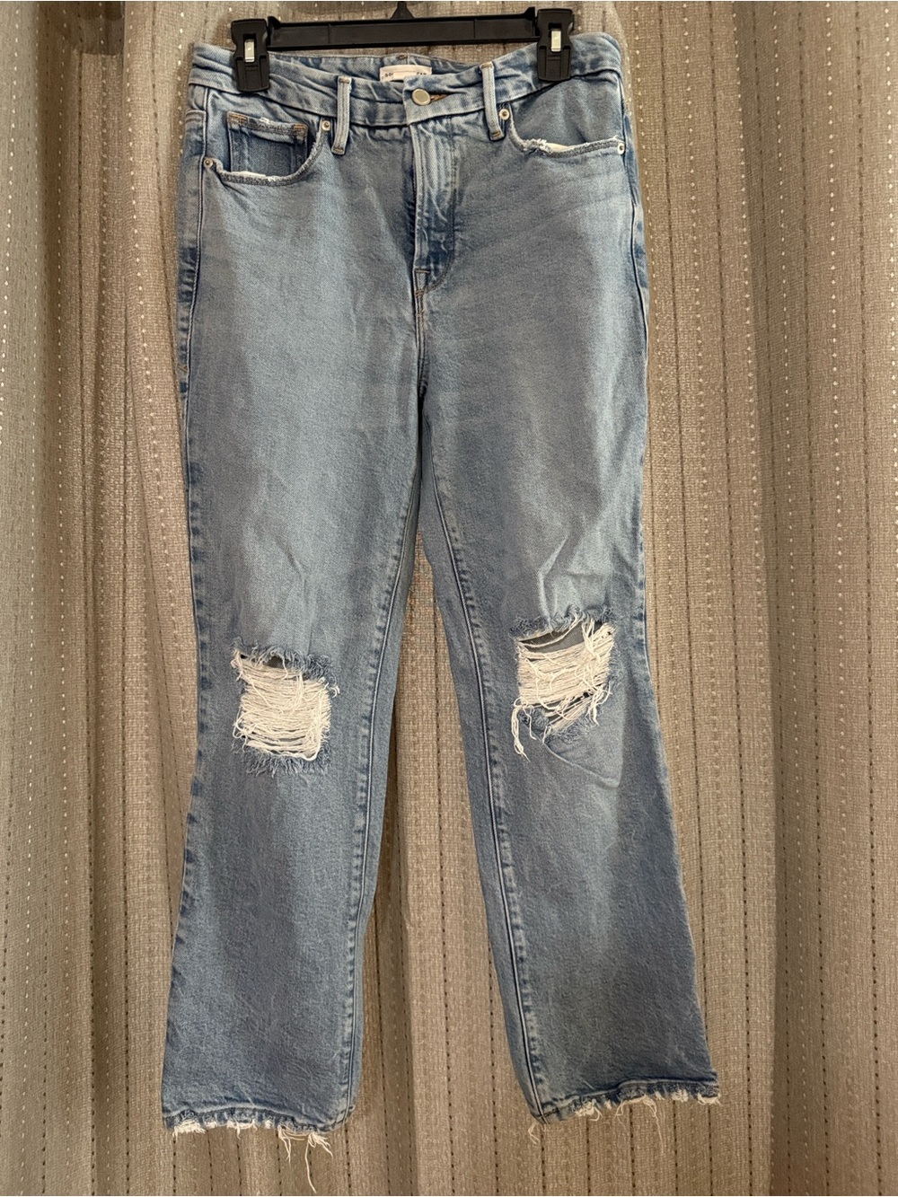 Good American Light Blue Distressed Boyfriend Jeans